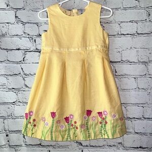Old Navy Vintage‎ Toddler Girls Floral Yellow Linen Cotton Dress 2T